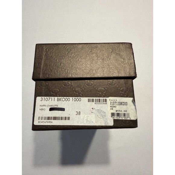 Gucci Charlotte Nero Black Nappa Leather GG Ballet Flats Vintage Women's 38 - Picture 3 of 10